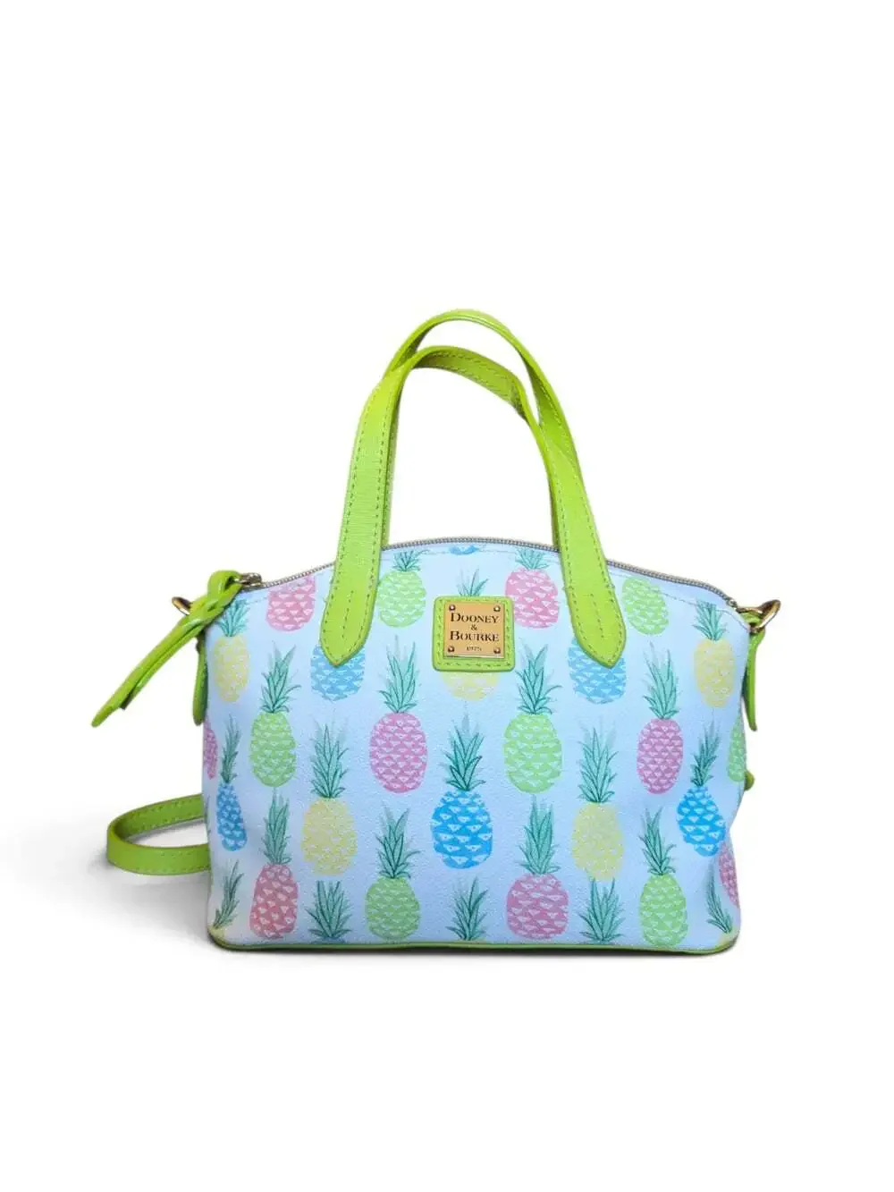 Dooney & Bourke Pineapple Satchel Crossbody Bag Lime Green Multicolor Tropical